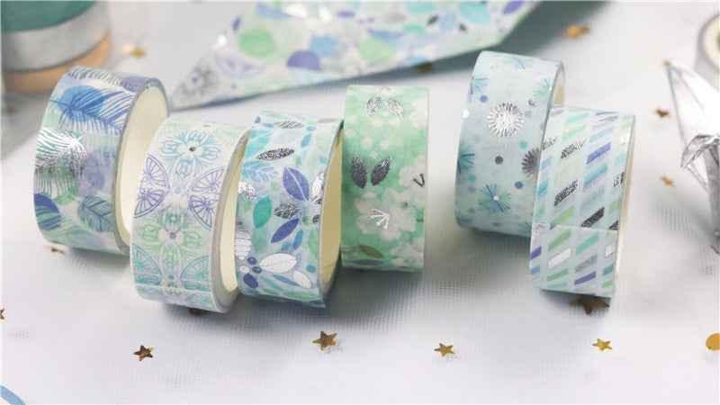 Set de cintas washi azules 12 rollos 15 mm x 3 m