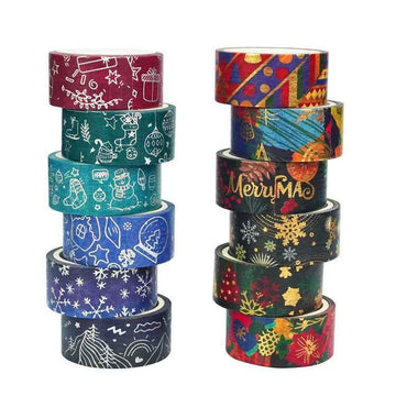 Merry Chiristmas Washi afplaktape set 12 rollen