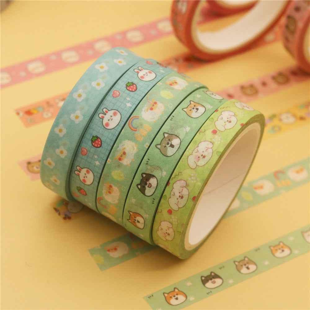Ensemble de ruban adhésif Washi animaux mignons, 18 rouleaux