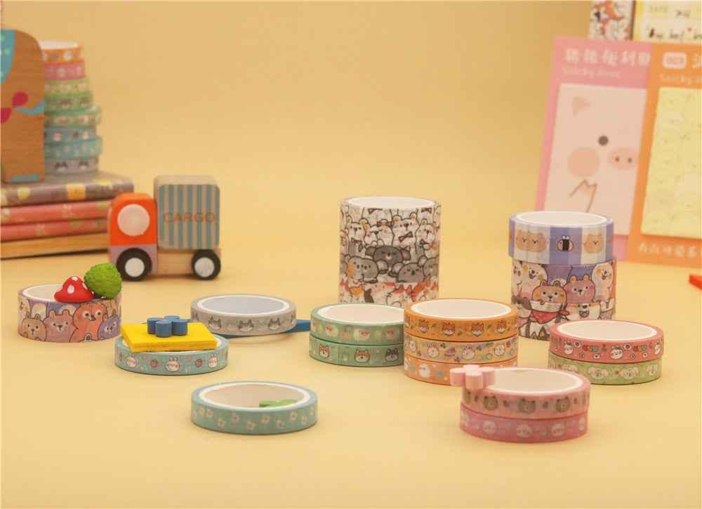 Ensemble de ruban adhésif Washi animaux mignons, 18 rouleaux