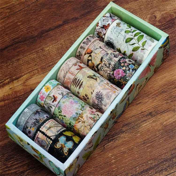 Ensemble de ruban de masquage Washi floral papillon vintage 18 rouleaux