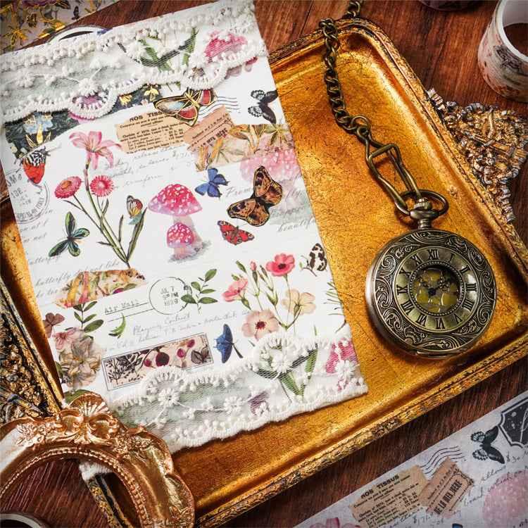 Ensemble de ruban de masquage Washi floral papillon vintage 18 rouleaux