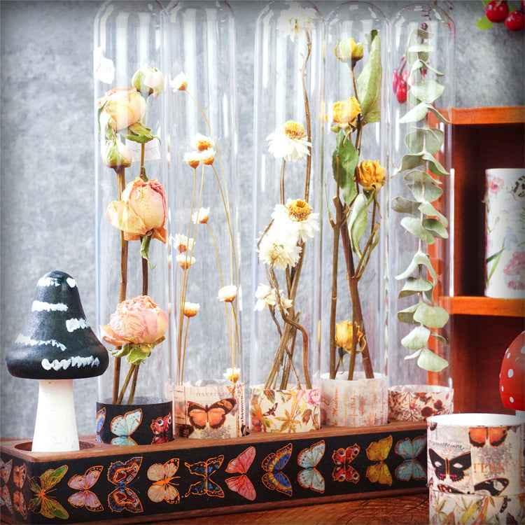 Ensemble de ruban de masquage Washi floral papillon vintage 18 rouleaux