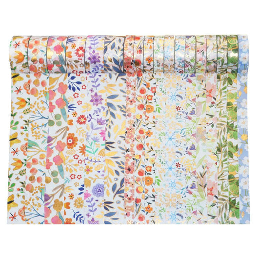 Bloodming Floral Gold Washi Tape Set 18 Rolls