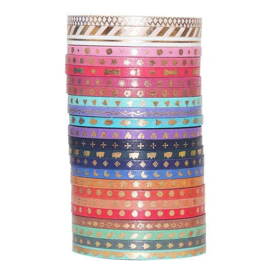 24 Rollen Skinny Washi Tape Set Slim 3 mm x 5 m