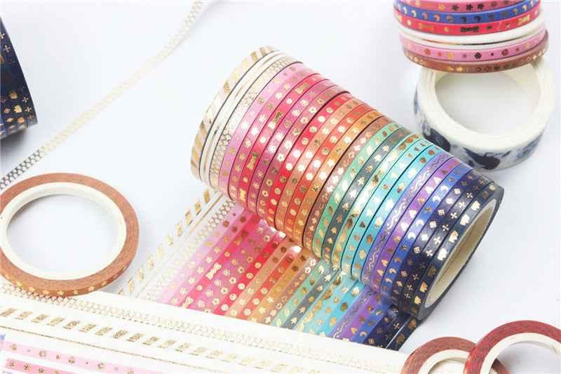 24 Rolls Skinny Washi Tape Set Slim 3mm x 5m