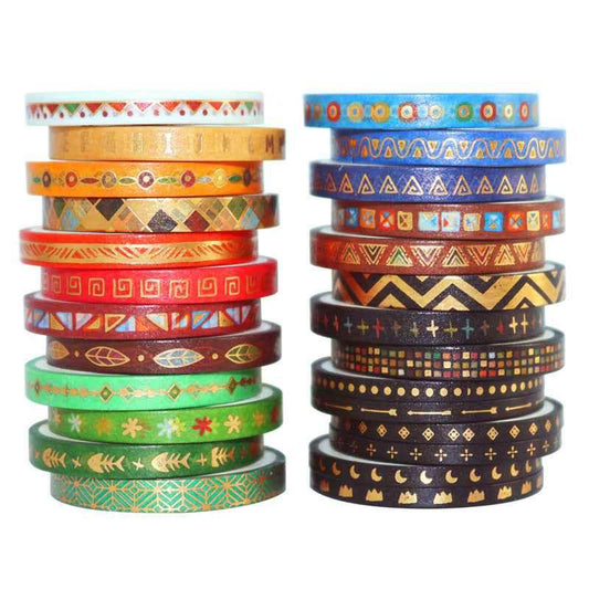 Slim Tribal Style Washi Masking Tape Set 26 Rolls