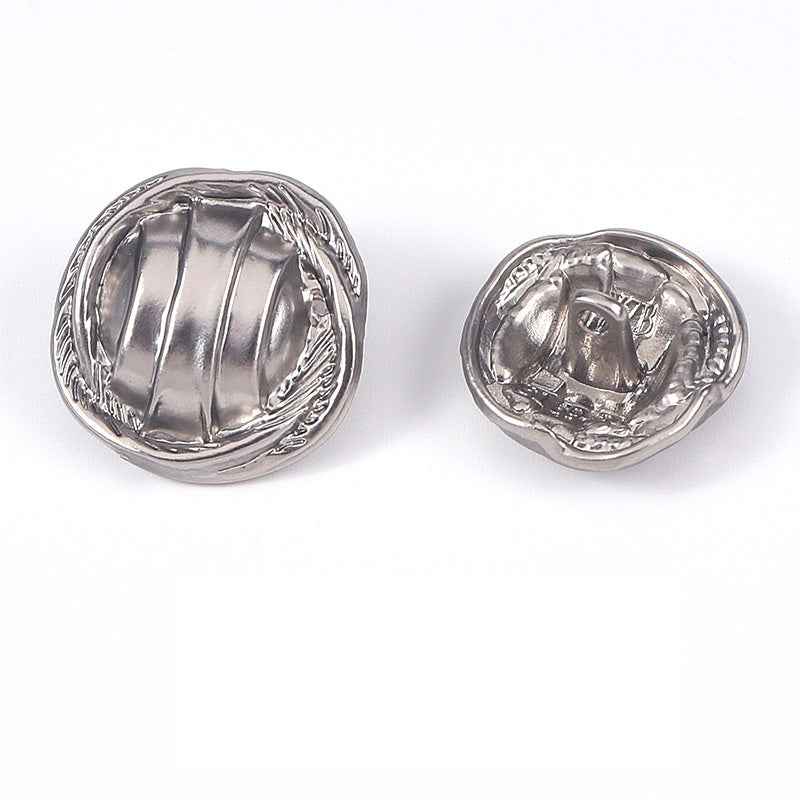24L/28L/32L/36L Textured Stripe Metal Shank Buttons 20pcs Silver