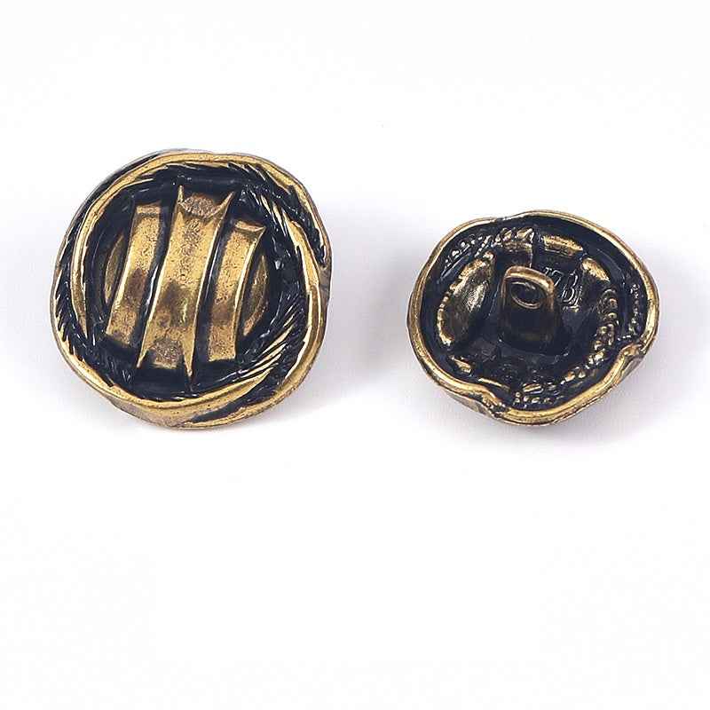 24L/28L/32L/36L Textured Stripe Metal Shank Buttons 20pcs Antique Gold