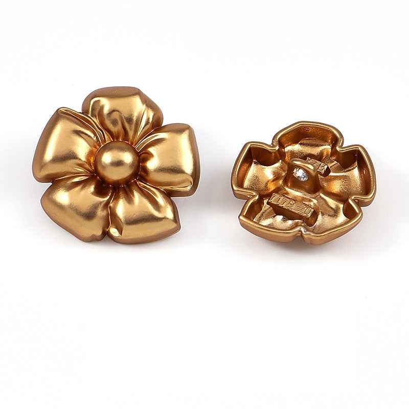 24L/28L/32L/36L Flower Floral Metal Shank Buttons 20pcs Tea Gold