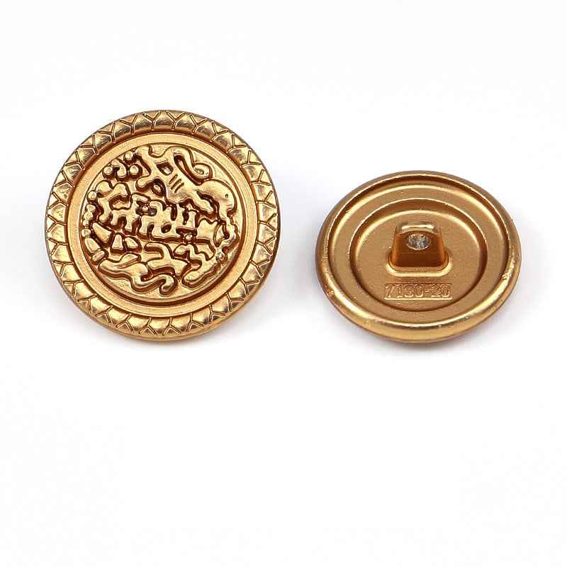 3/4 Inch Double Horse Wave Metal Coat Buttons 20pcs Tea Gold