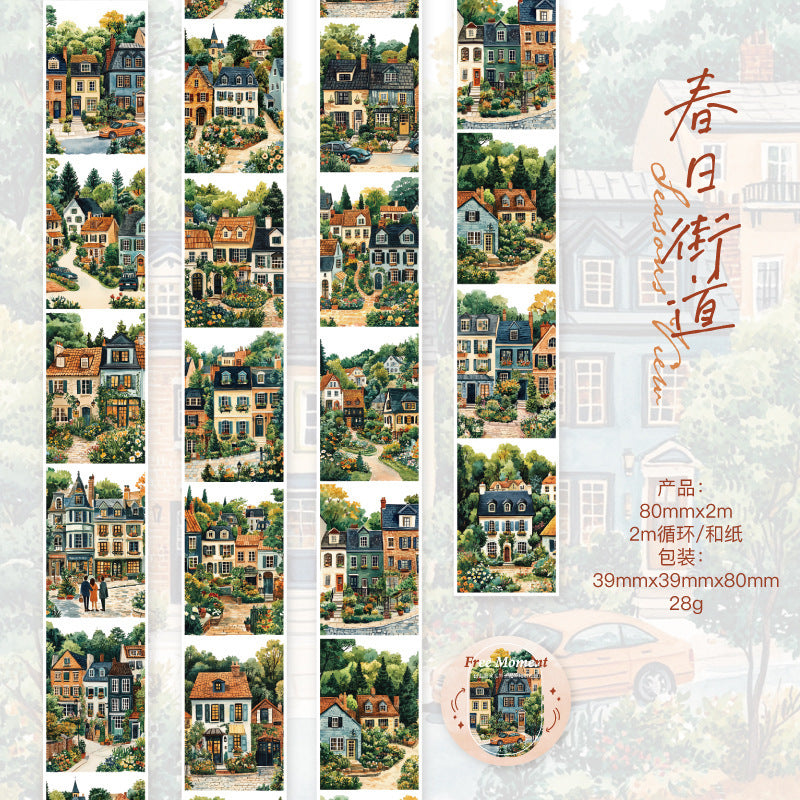 6-Roll Washi Tape Set – Scenic Landscape Decor 80mm x 2m