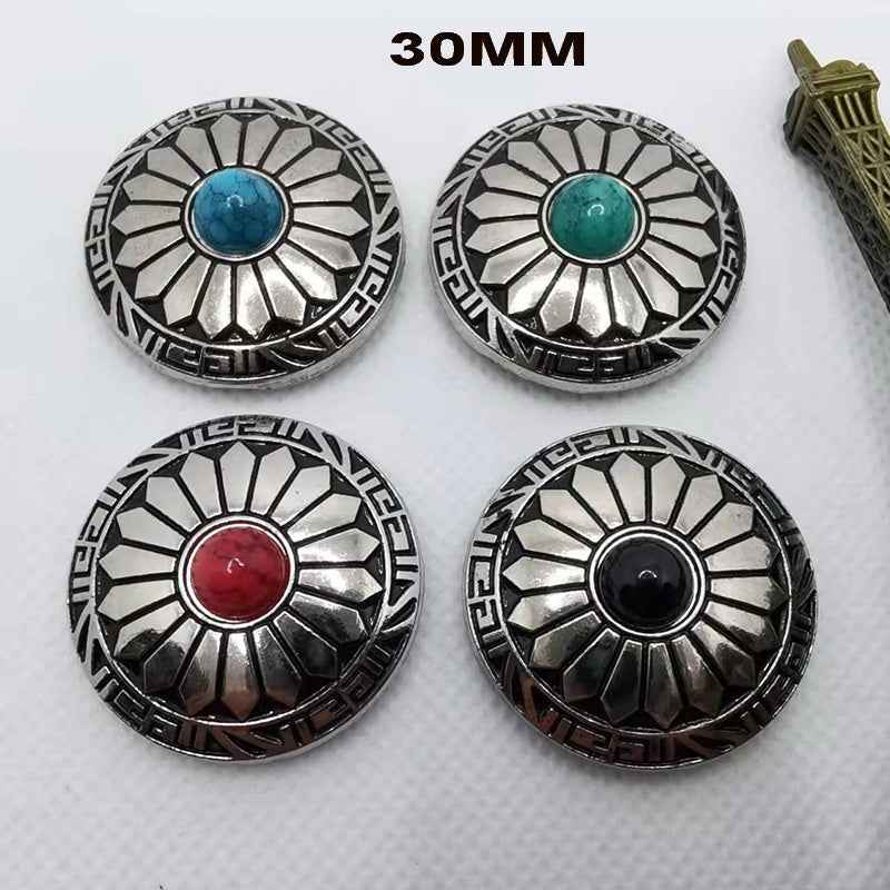 30mm Vintage Alloy Turquoise Chrysanthemum DIY Wallet Button 20 Pack