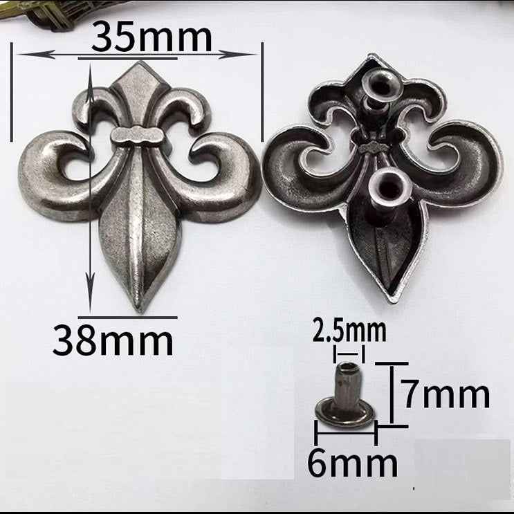 Vintage Chrome Heart Rivets Antique Silver Zinc Alloy Studs 20pcs