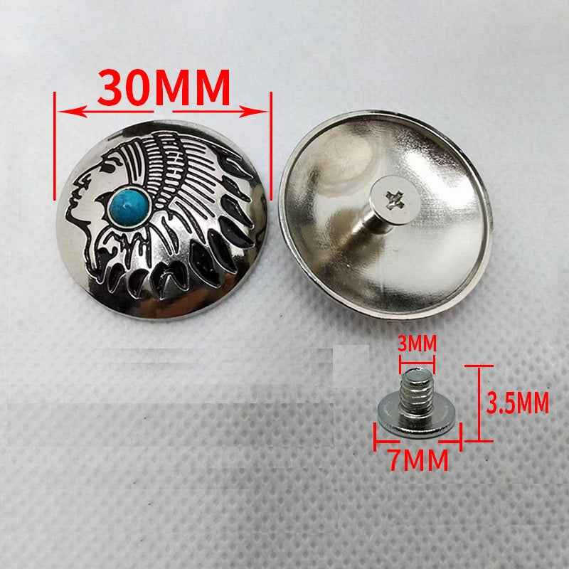 30MM Shiny Silver Alloy Native American Turquoise Screw Rivets 20 Pack