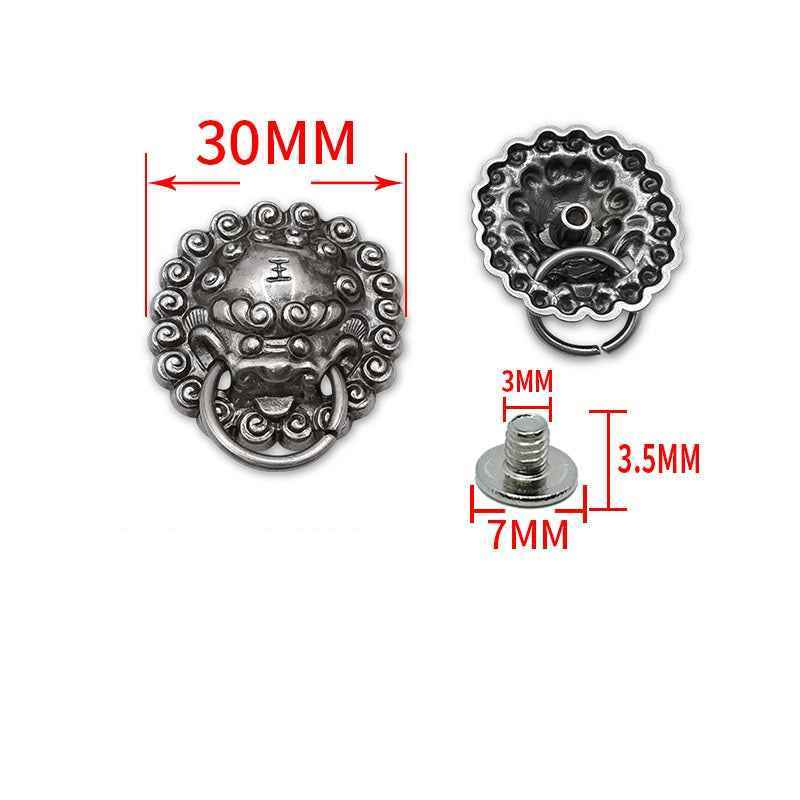 30MM Vintage Dragon King Screw Studs Antique Silver Bronze Rivet 10pcs