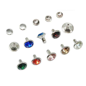 5-12MM Silver-Edge Glass Rhinestone Studs 310pcs Decorative Rivets