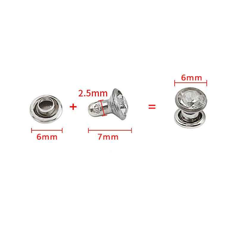 5-12MM Silver-Edge Glass Rhinestone Studs 310pcs Decorative Rivets