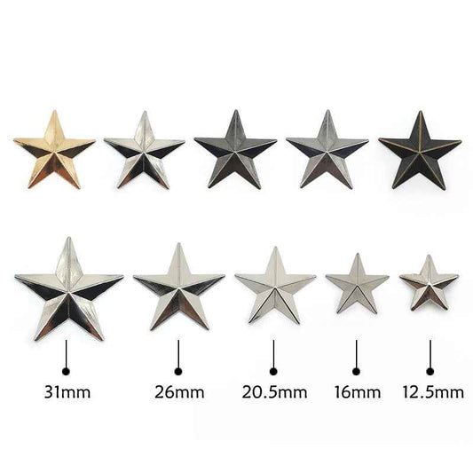 5 Sizes Alloy Star-Shaped Rivet Screws for Clothing Bags Hats 50 Pack
