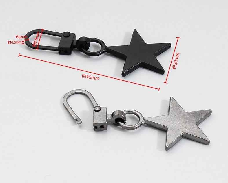 45mm x 20mm Detachable Star Charm Metal Zipper Pulls Sliders 15pcs