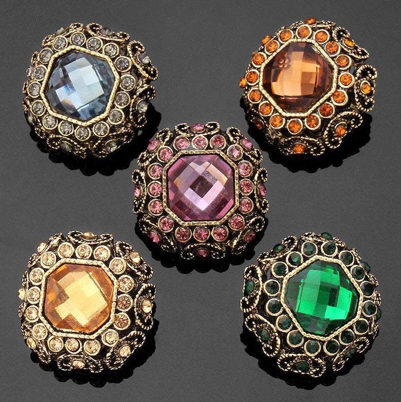 17mm/23mm Square Rhinestone Metal Coat Shank Buttons 6PCS