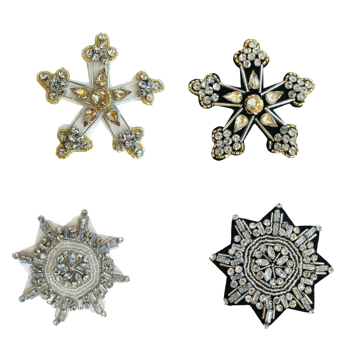 Vintage Punk Style Octagonal Star Snowflake Applique Patch 4 Pack