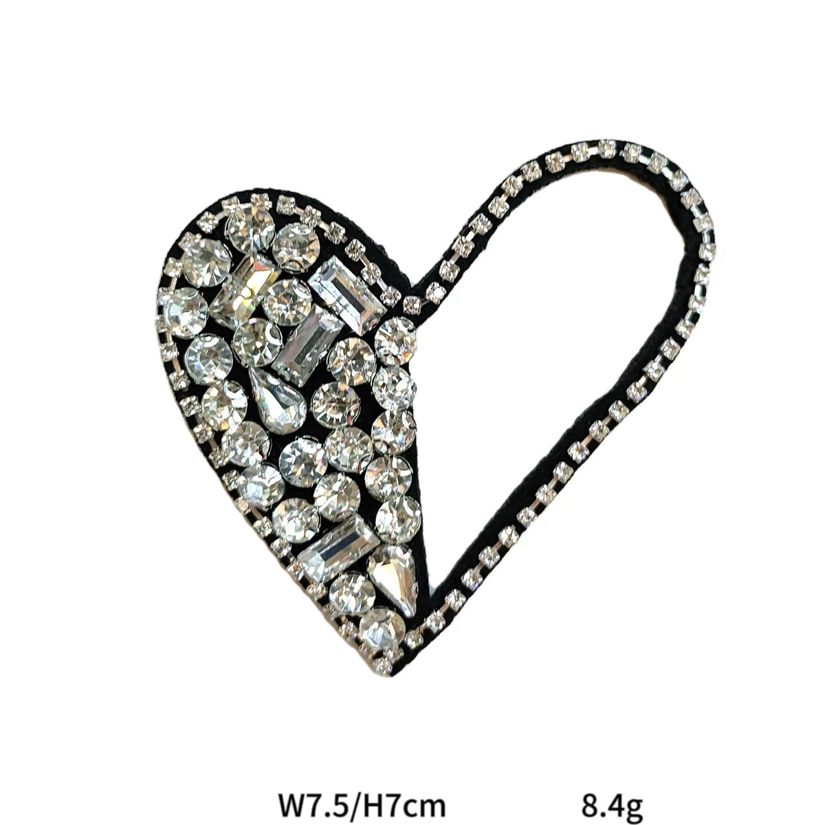 Handcrafted Beaded Black White Heart Bowtie Fabric Patches 5 Pack