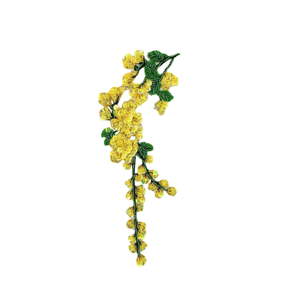 Plum Blossom Water-Soluble Embroidered Applique - Decorative Patch Yellow