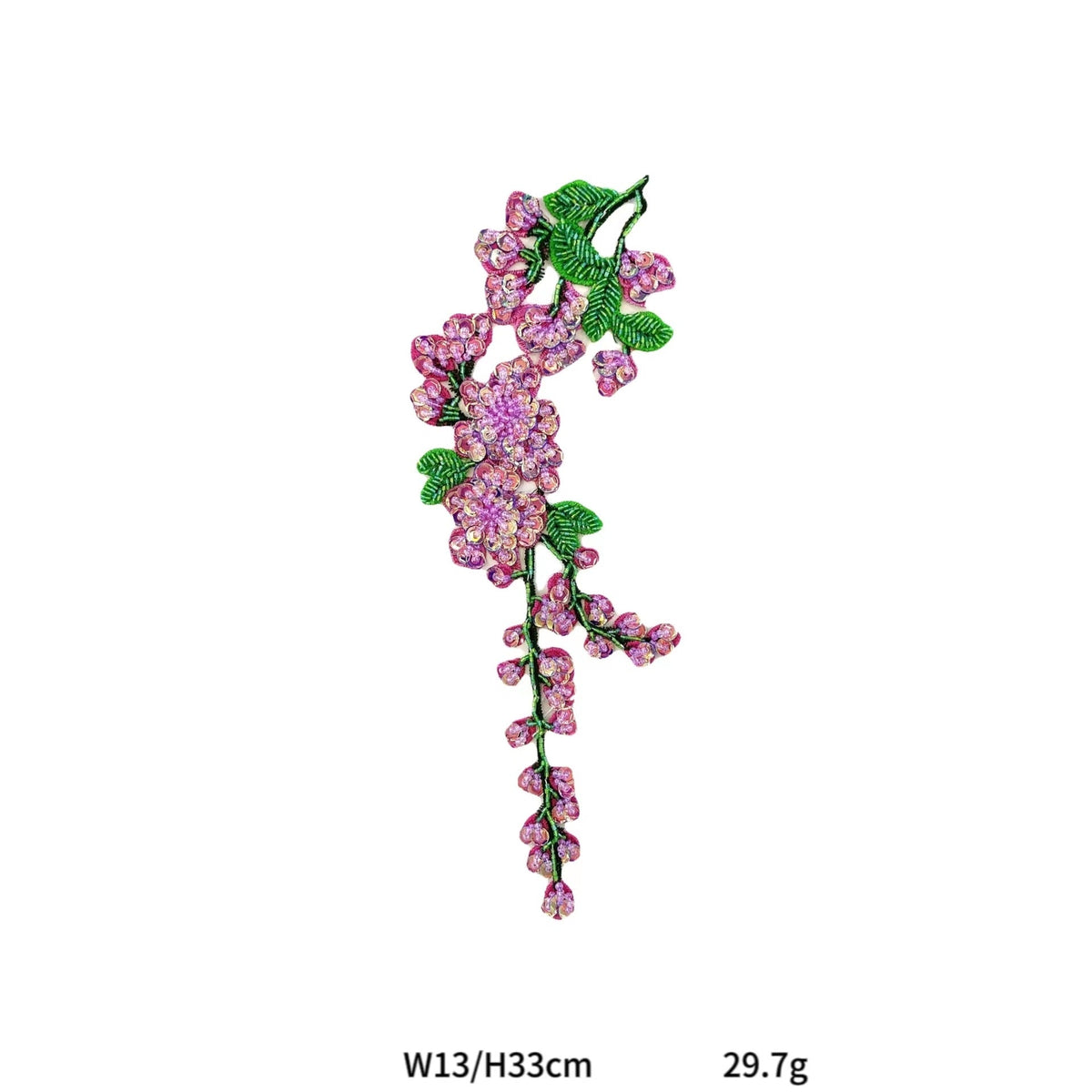 Plum Blossom Water-Soluble Embroidered Applique - Decorative Patch Rose