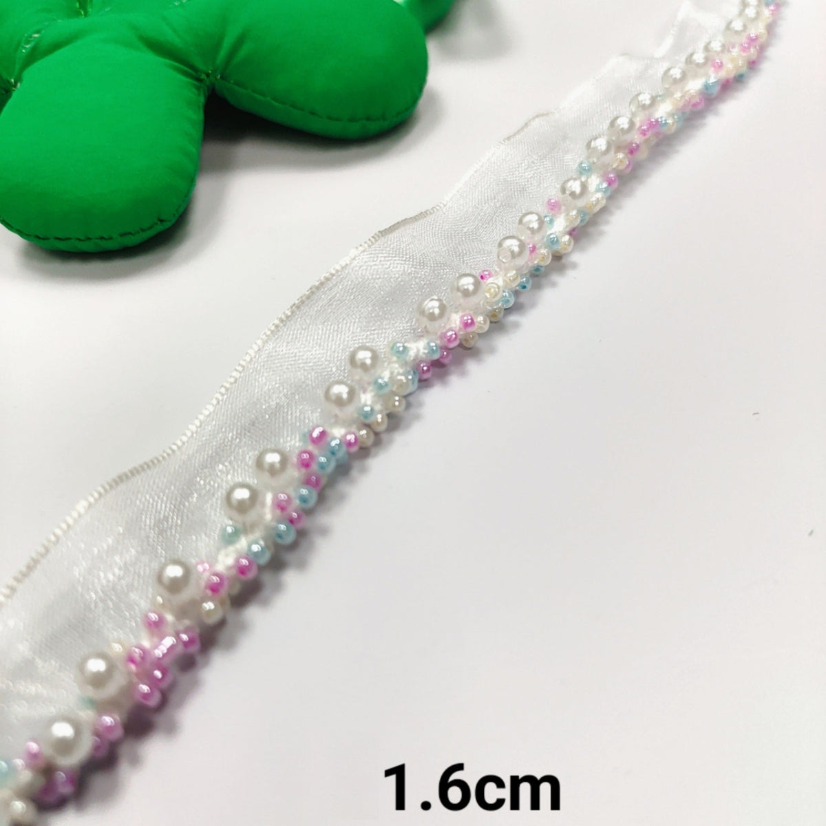 Pearl-Trimmed Crystal-Encrusted Lace Ribbon 50 Yards 2