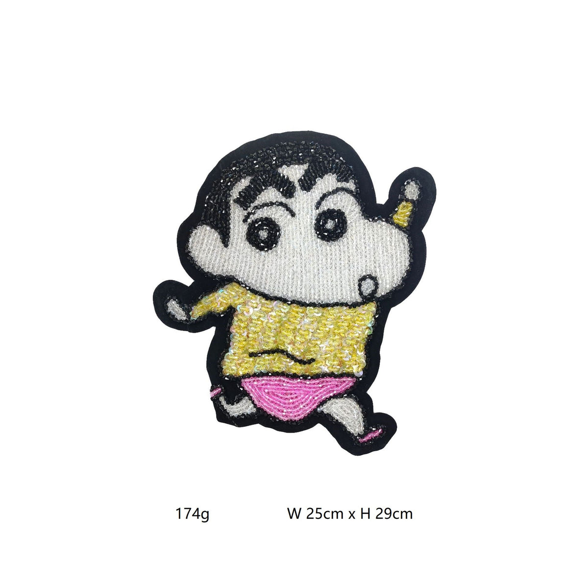 Large Crayon Shinchan Applique - Hand-Beaded Sequins Rhinestone Patch B