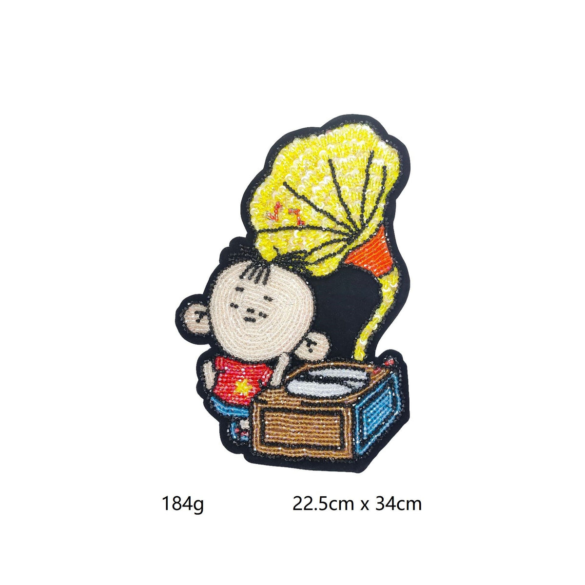 Large Crayon Shinchan Applique - Hand-Beaded Sequins Rhinestone Patch C