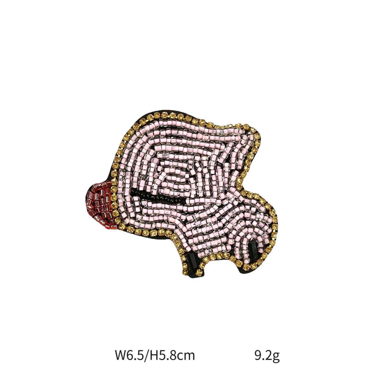 Handcrafted Pig Pattern Beaded Crystal Fabric Patches 5 Pack