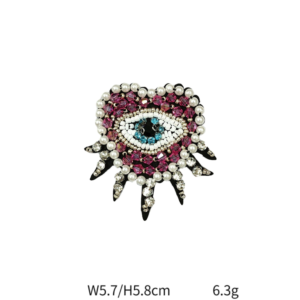 Handcrafted Beaded Eye Fabric Patches for DIY Clothing and Bags 7 Pack