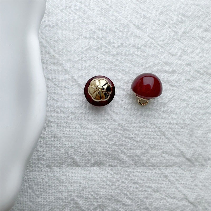 10mm Semi-Circular Resin Buttons with Metallic Petal Backings 60pcs