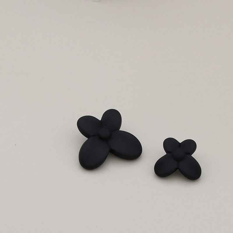 15/18/22/30mm Matte Black Beige Floral Resin Metal Shank Buttons 20pcs Black
