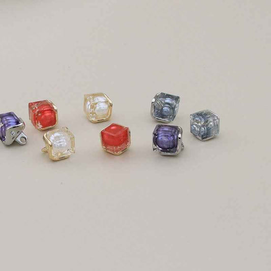 11mm Square Alloy Resin Buttons for Shirts and Sweaters 12PCS