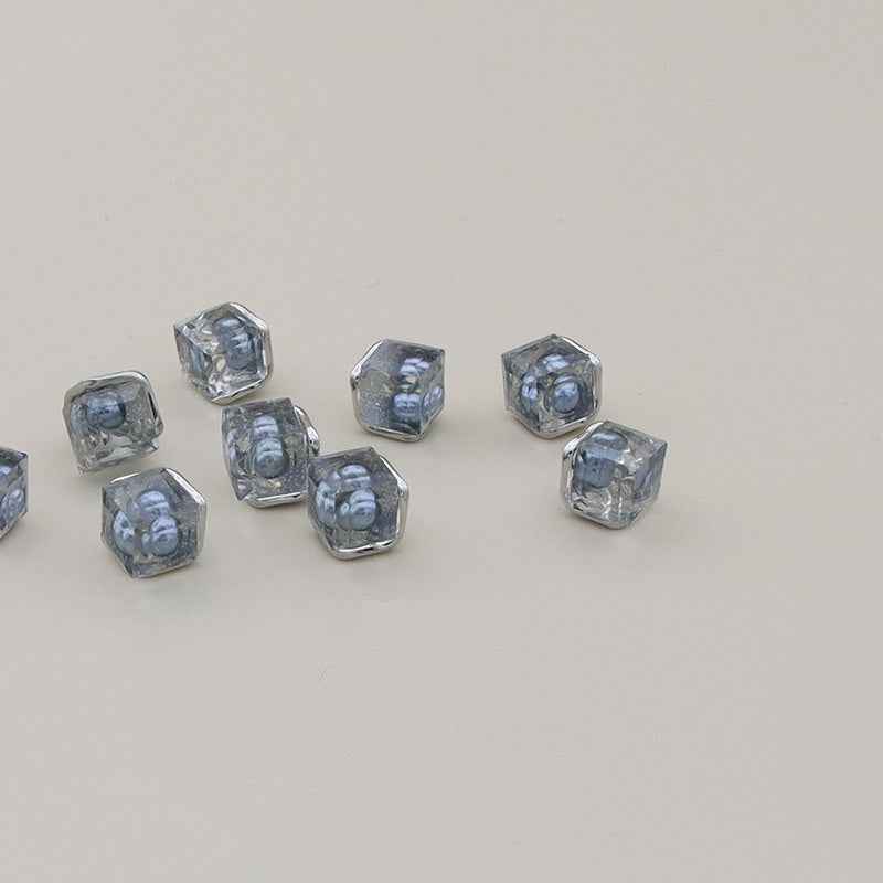 11mm Square Alloy Resin Buttons for Shirts and Sweaters 12PCS Grey