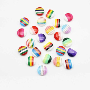 Colorful Striped Hidden Hole Resin Buttons for Knitwear 100 Pack