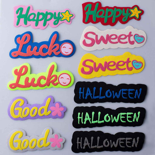 Vivid 3D 'Happy, Luck, Sweet, Good, Halloween' Fabric Patches 11pcs