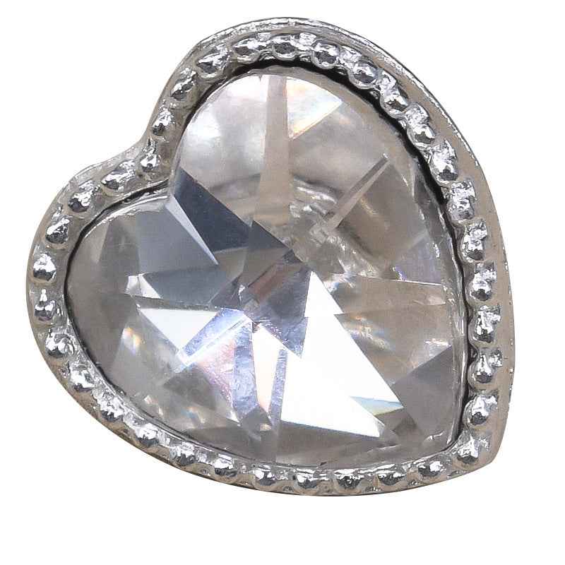 Silver Heart Shaped Crystal Metal Button for Women's Dresses 20PCS