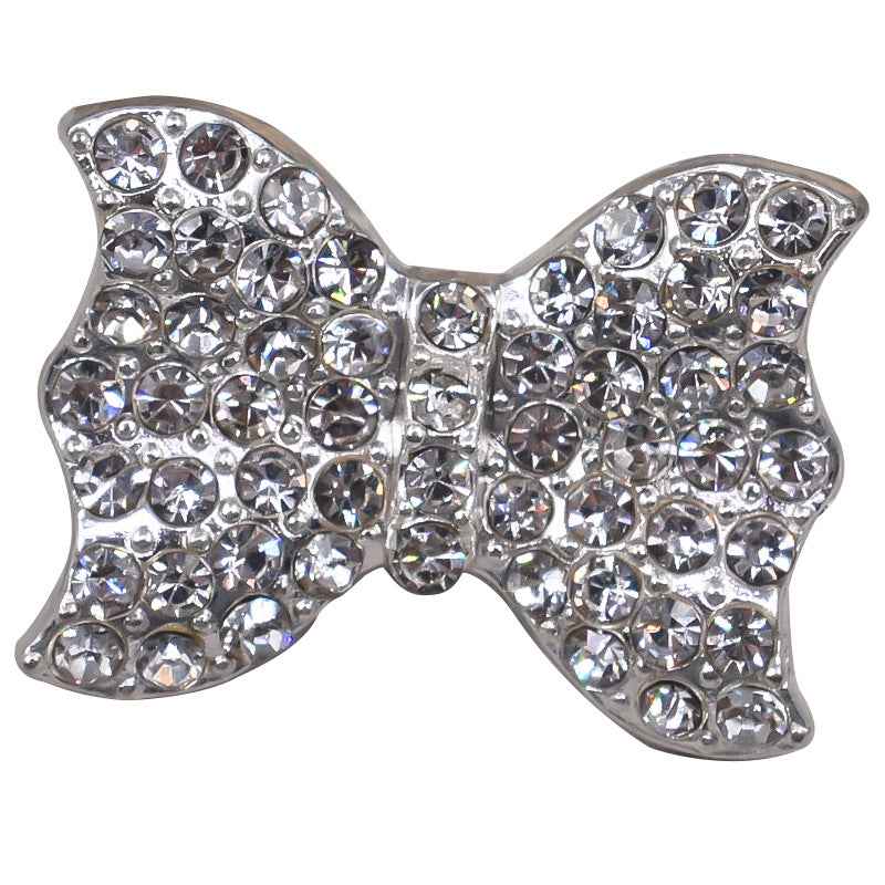 Silver Rhinestone Bow Shank Buttons for Cardigans Knitwear 10pcs