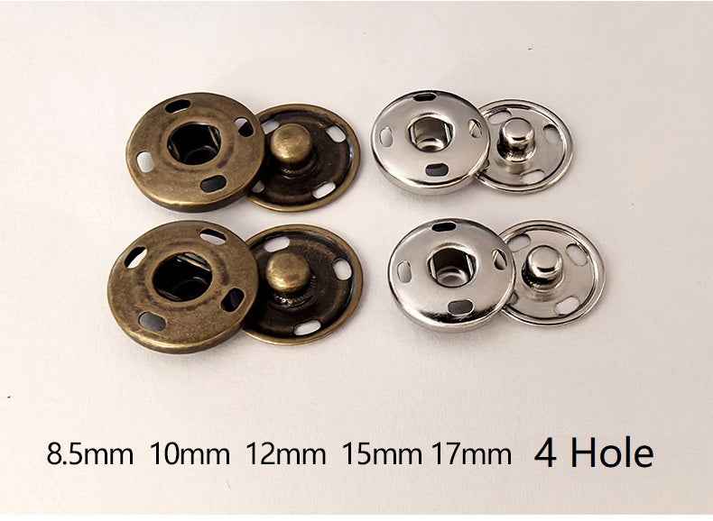 Solid Brass Snap Buttons Hand-Sewn Metal Fasteners 50 Pack(5 Colors)