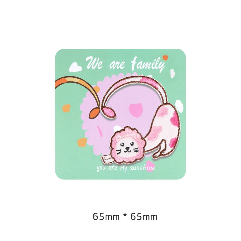 Self-Adhesive Plush Lion Embroidered Patch 6PCS