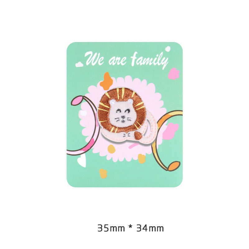 Self-Adhesive Plush Lion Embroidered Patch 6PCS