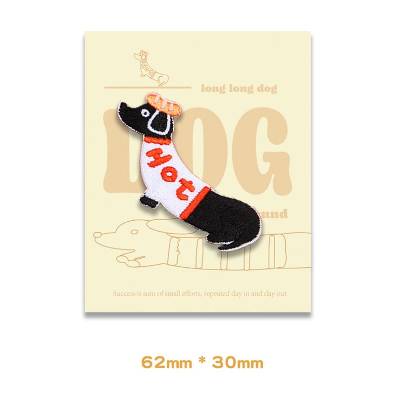 Dachshund Long Long Dog Self-Adhesive Embroidered Patches 4pcs