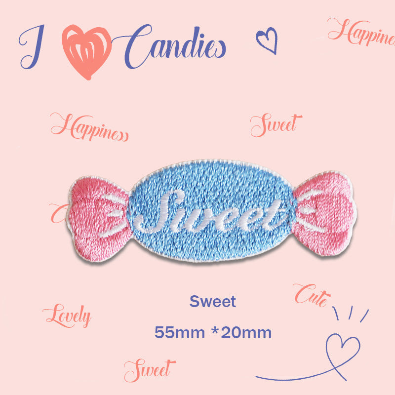 55mm Candy Self-Adhesive Embroidered Patches 8 Pack(4 Colors)