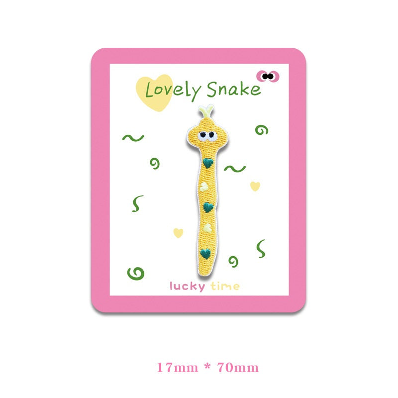 Lovely Year of the Snake 70mm Embroidered Cloth Patches 5 Color Pack