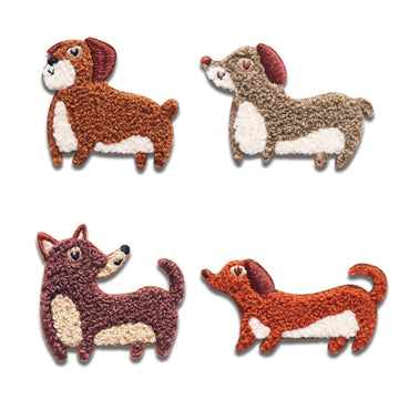 Self-Adhesive Towel Embroidered Merlot Dog Patches 4 Pack