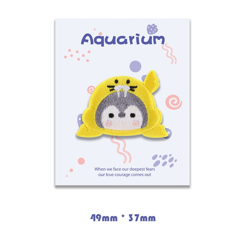 Penguin Aquarium Self-Adhesive Embroidered Patches 8 Pack